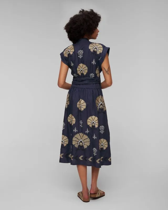 Abito blu scuro in lino da donna Kori