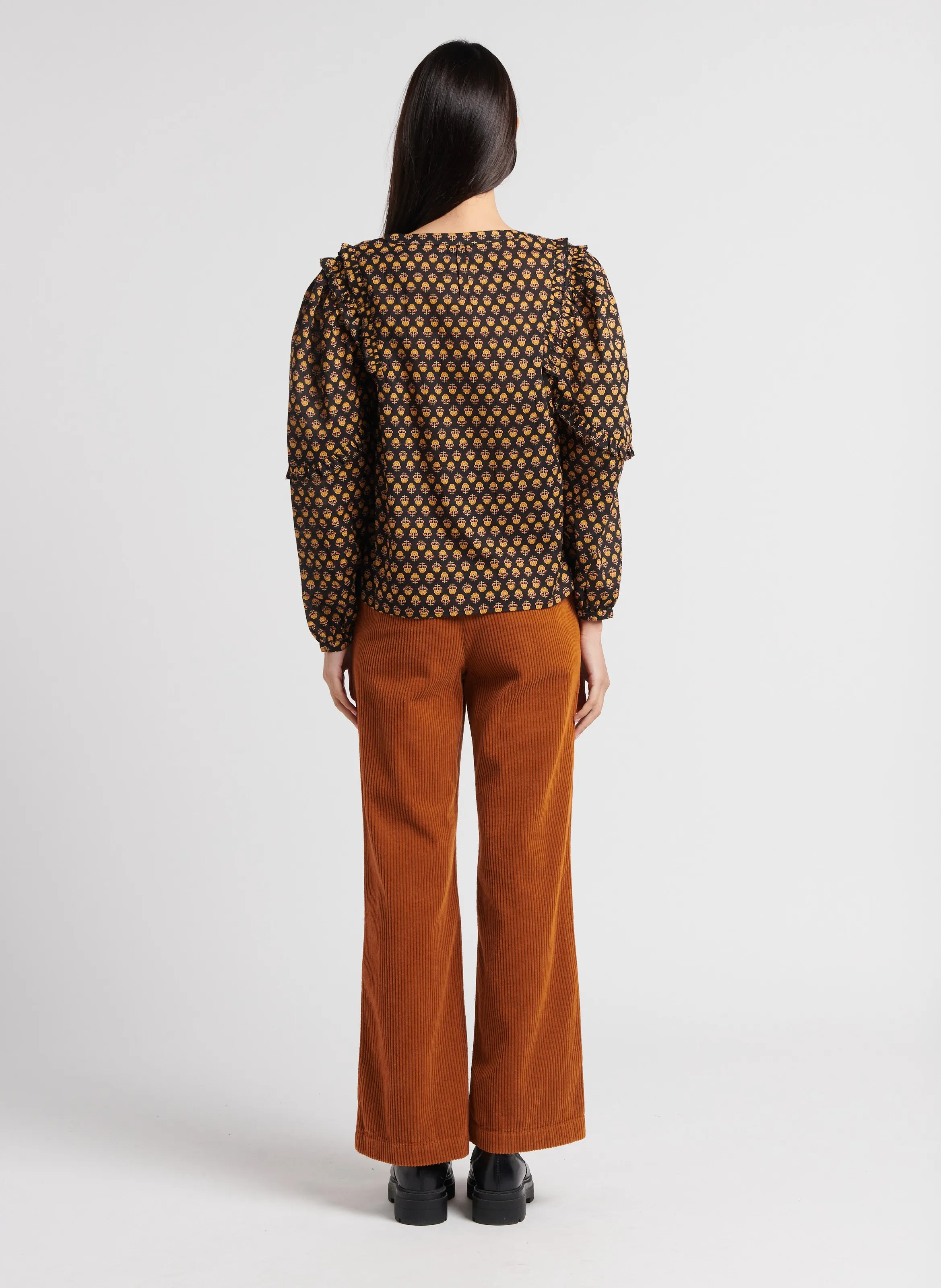  EMILE ET IDA   ANGELINA - Maglia girocollo stampata floreale in cotone | Nero