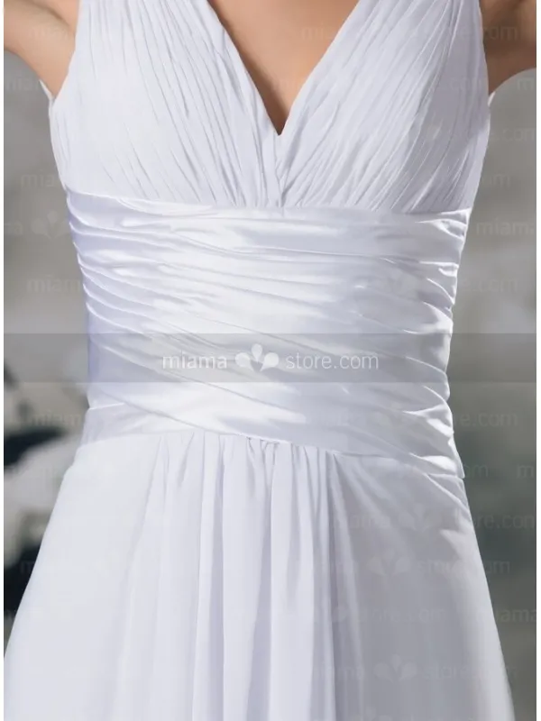 ERICA - A-line Empire waist Chapel train Chiffon V-neck Wedding dress