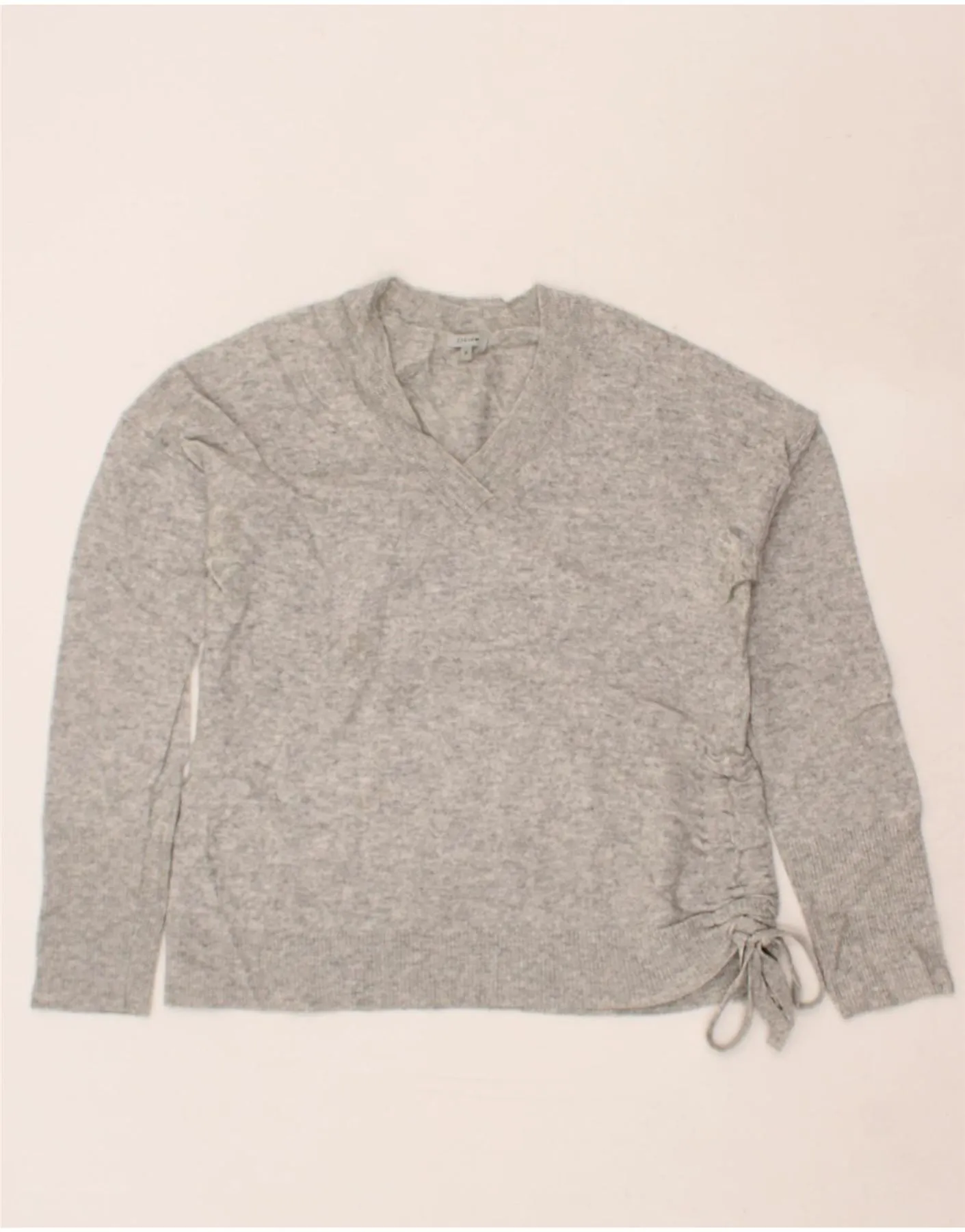 JIGSAW Womens V-Neck Jumper Sweater UK 12 Medium Grey Lambswool