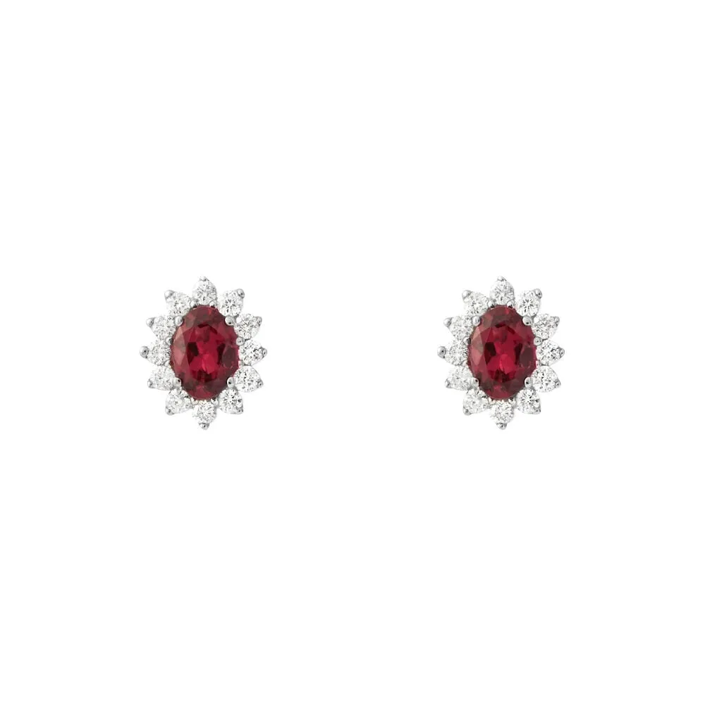 Orecchini Lobo Jasmine Oro Bianco 750/1000 Rodolite Rosso 1,2 ct Diamante Bianco 0,45 ct 1688153