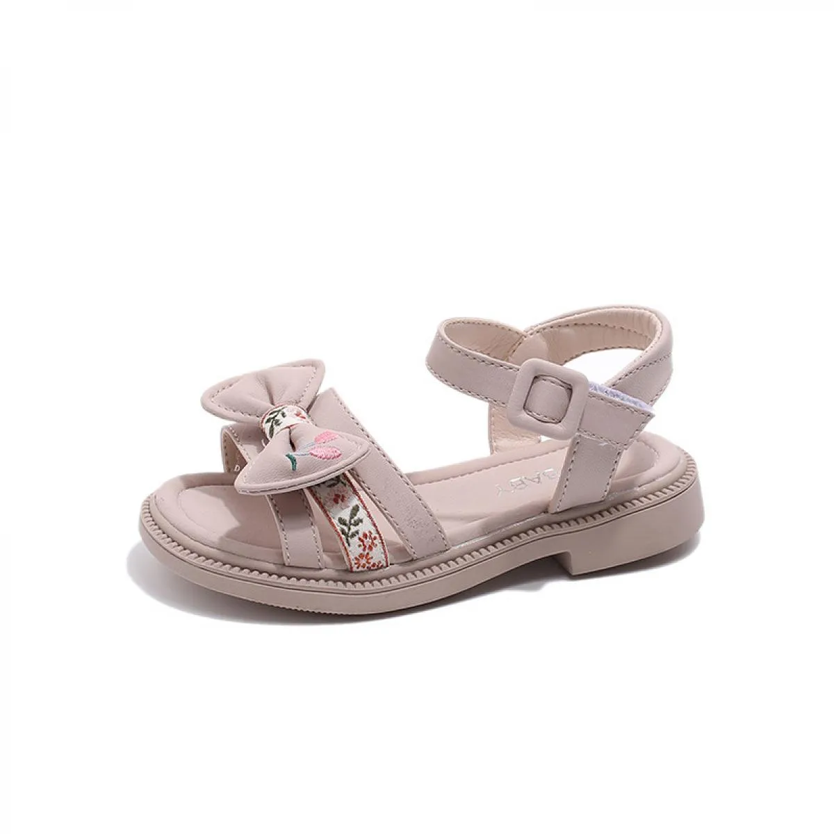Sandali da ragazza Estate Stile antico Sandali da principessa per bambini Moda Ricama fiori Versatile scarpa da spiaggia aperta