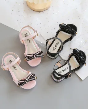 Sandali piuttosto rosa per ragazze Summer Fashion Bow Kids Princess Shoes
