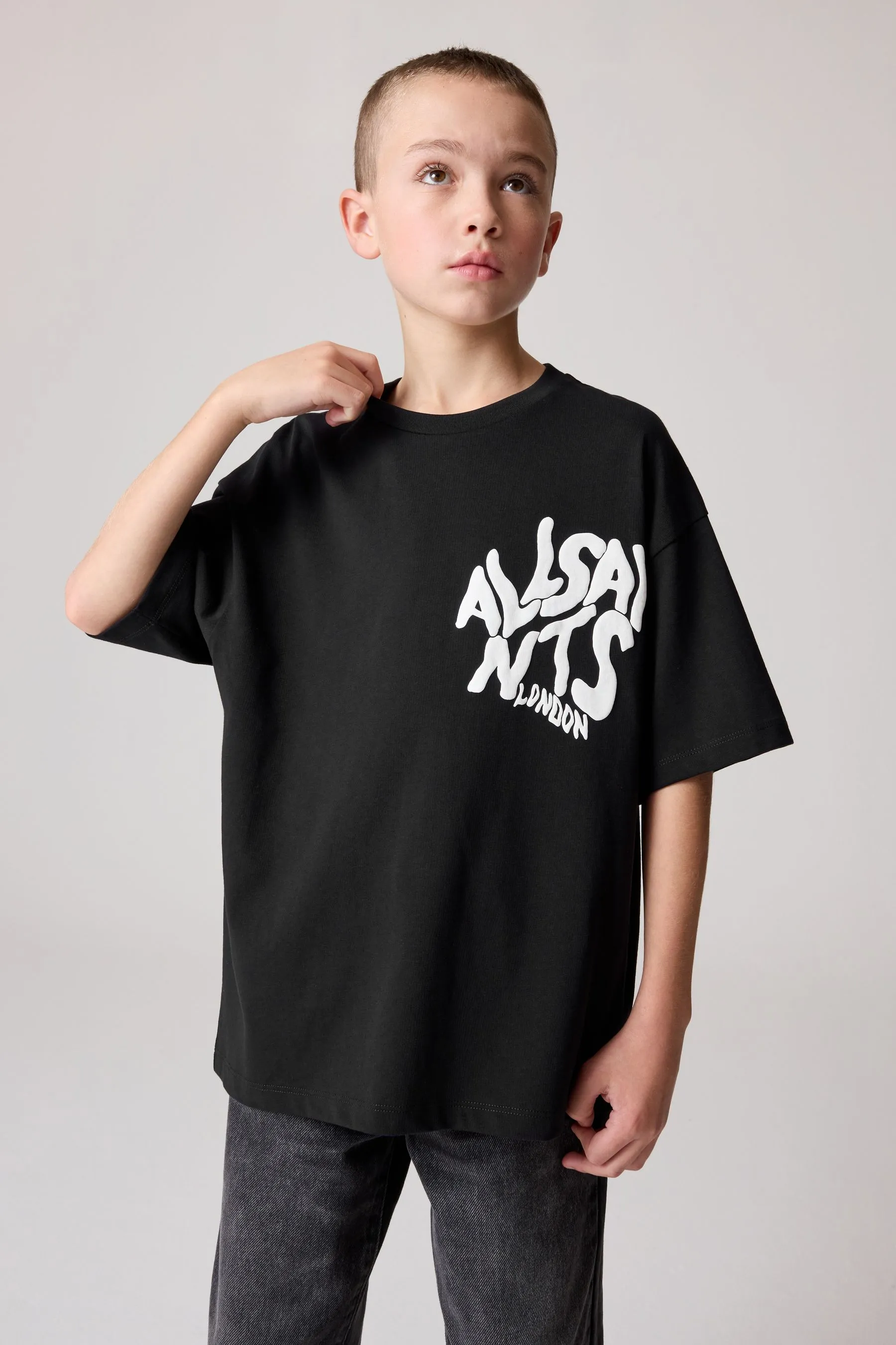smALLSAINTS Boys Oversized Orlando Logo Crew 100% Cotton T-Shirt    