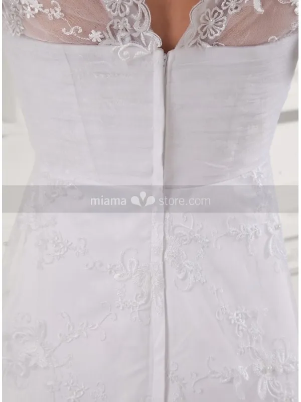 STELLA - A-line V-neck Empire waist Chapel train Lace Wedding dress