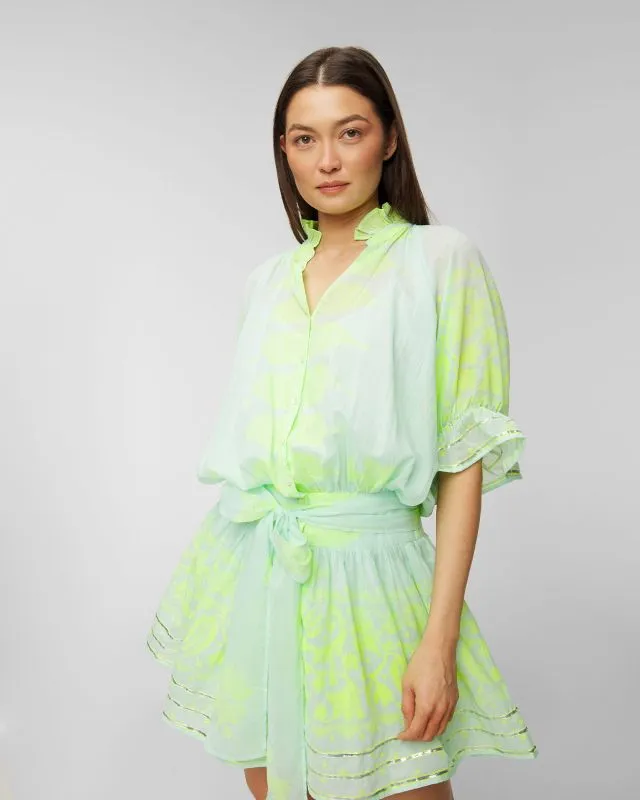 Sukienka Juliet Dunn Dhaka Print Blouson Dress JD6131-aquaneonyellow