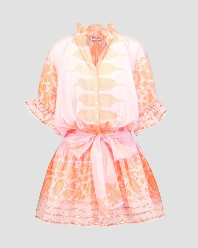 Sukienka Juliet Dunn Dhaka Print Blouson Dress JD6131-palepinkneonorange