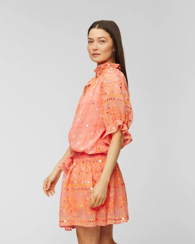 Sukienka Juliet Dunn Mosaic Blouson Dress JD6082-coral