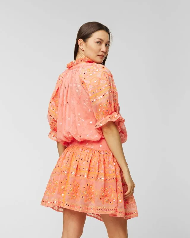 Sukienka Juliet Dunn Mosaic Blouson Dress JD6082-coral