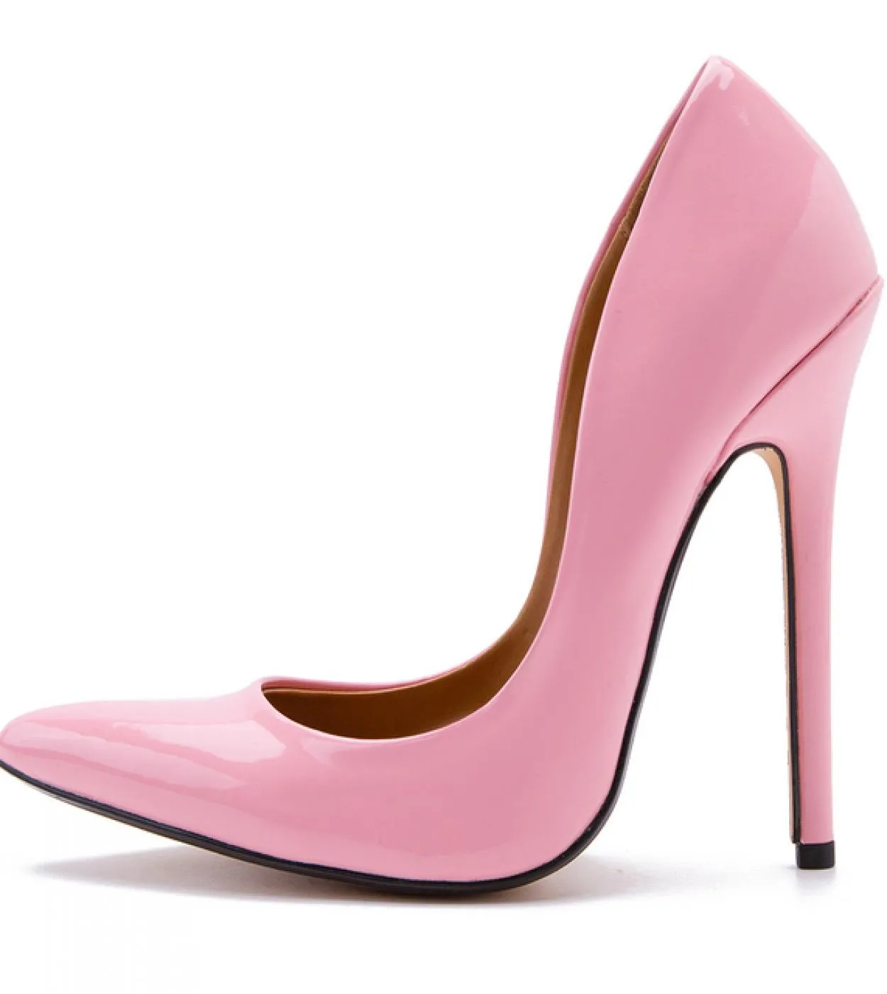Tikicup Tacco estremamente alto Taglie forti 44 48 Décolleté in pelle verniciata rosa Uni Slip On Décolleté Drag Queen Scarpe cr