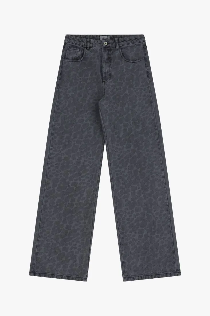  Wide leg jeans with unique print    